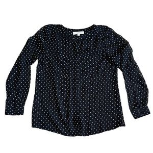 LOFT Black & White Sheer Button Up Blouse | Women’s M